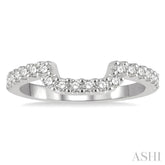 1/3 Ctw U-Shape Center Round Cut Diamond Wedding Band in 14K White Gold